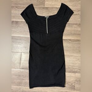 Black Mini Dress with Zipper Detail